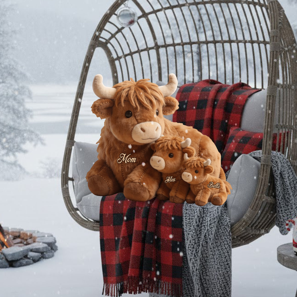 Cute Highland Cow Mama - Personalized Mother Faux Fur Shaped Pillow