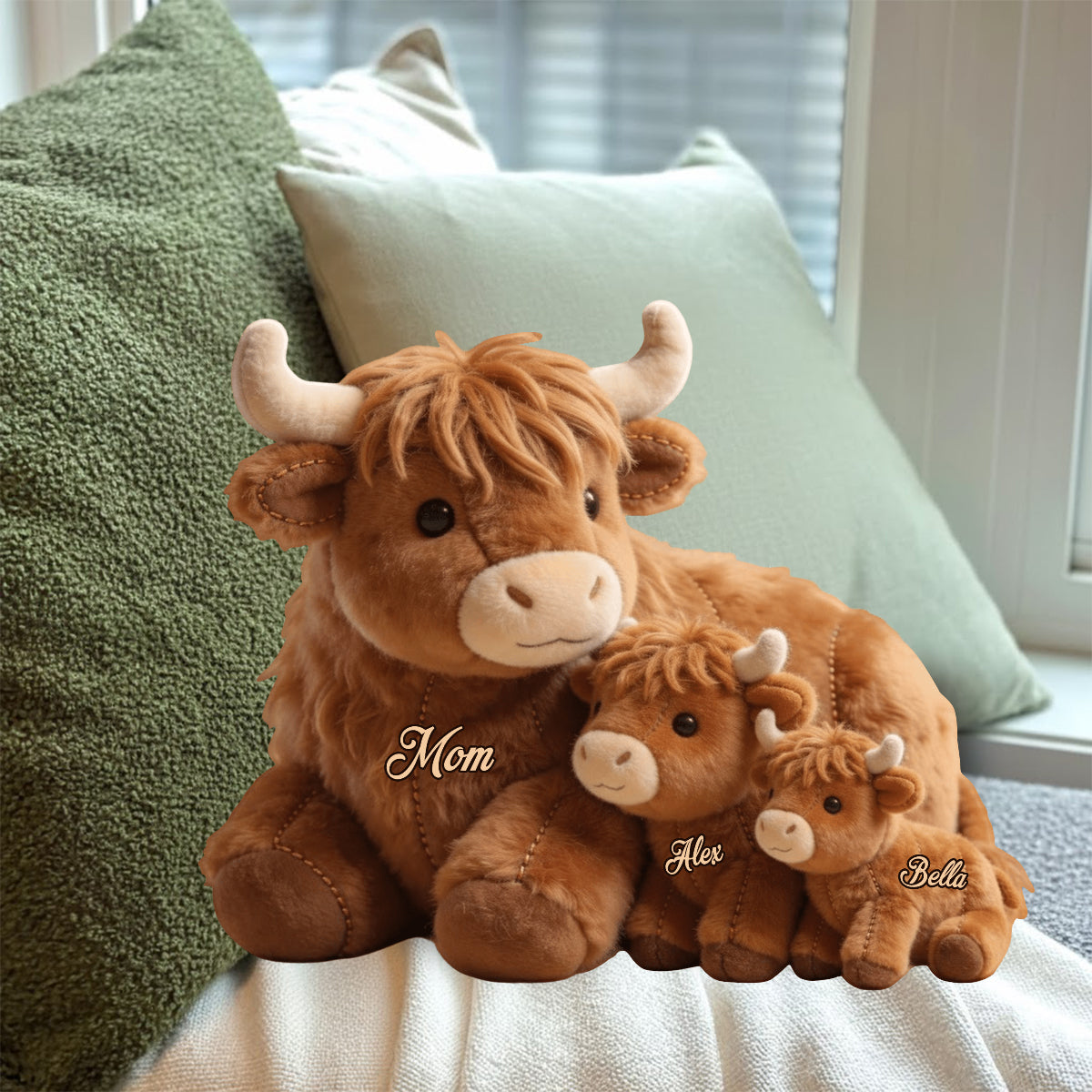 Cute Highland Cow Mama - Personalized Mother Faux Fur Shaped Pillow