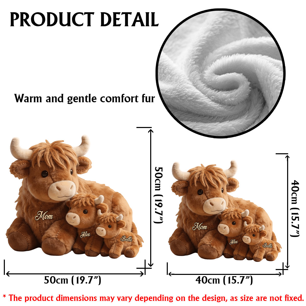 Cute Highland Cow Mama - Personalized Mother Faux Fur Shaped Pillow