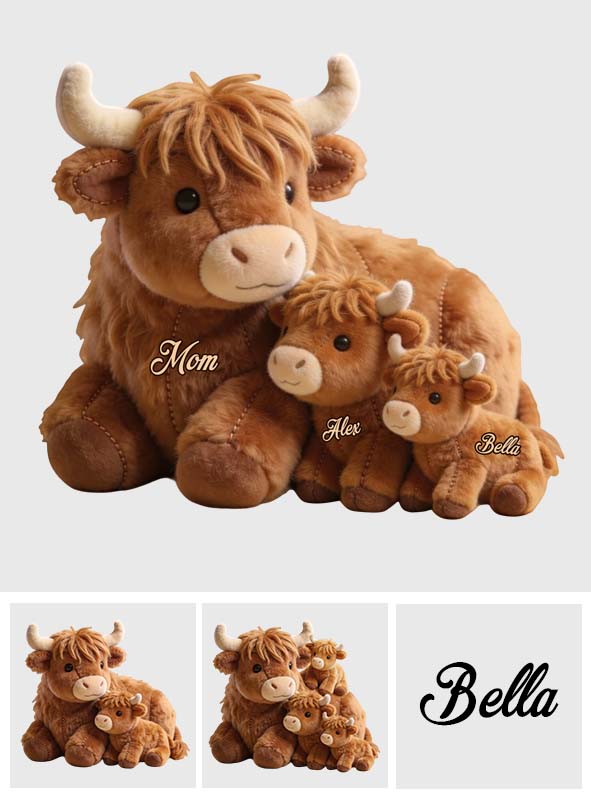 Cute Highland Cow Mama - Personalized Mother Faux Fur Shaped Pillow
