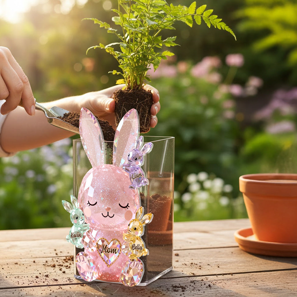 Sparkling Bunny Easter - Personalized Mother Acrylic Pot