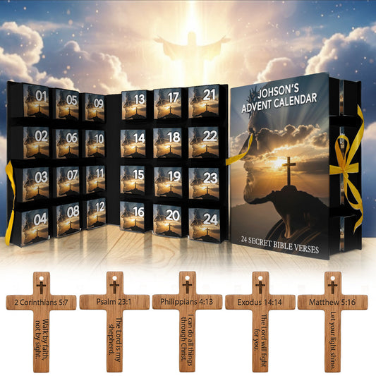 Adventskalender mit Bibelversen – Personalisierter christlicher Faltkalender mit Ornamenten