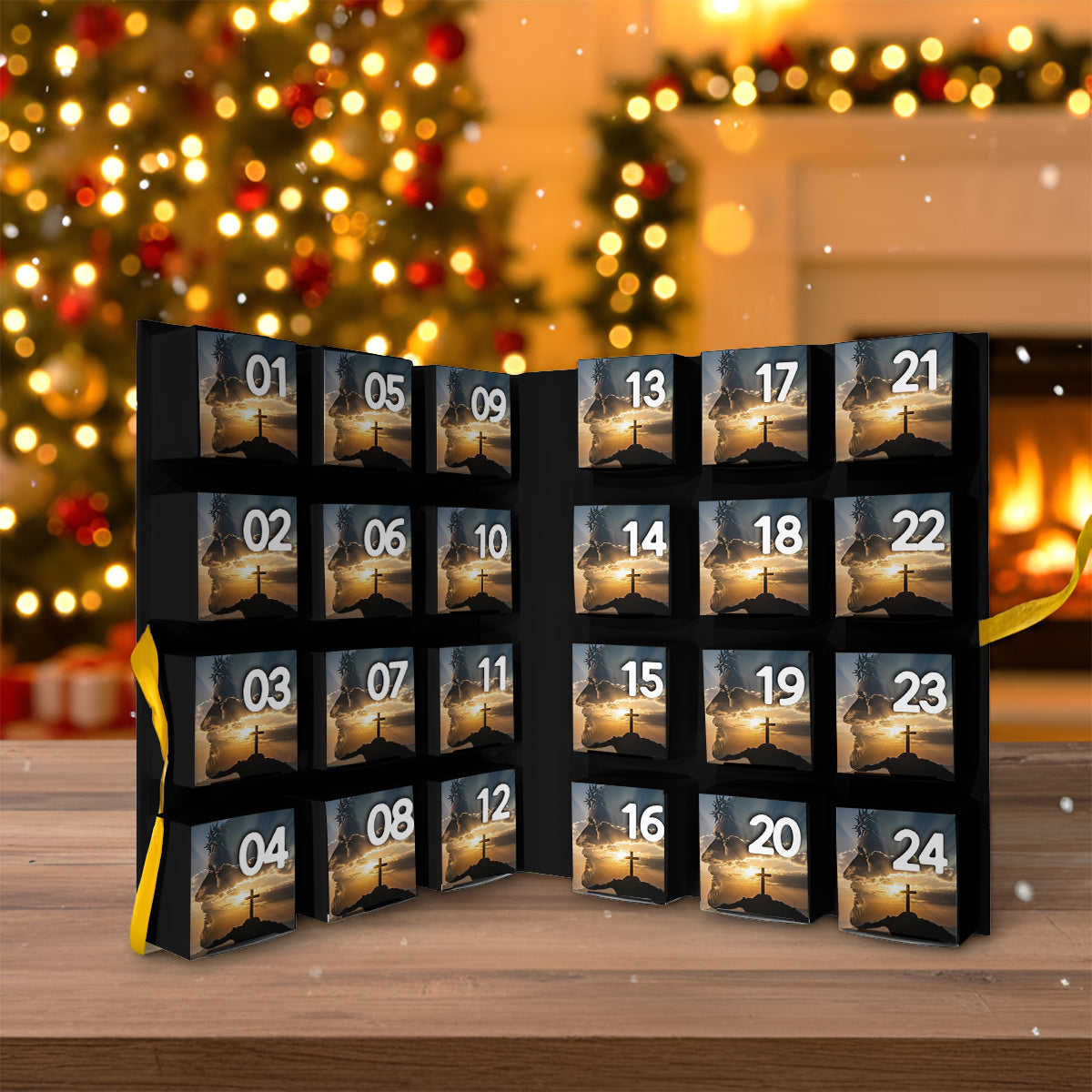 Adventskalender mit Bibelversen – Personalisierter christlicher Faltkalender mit Ornamenten