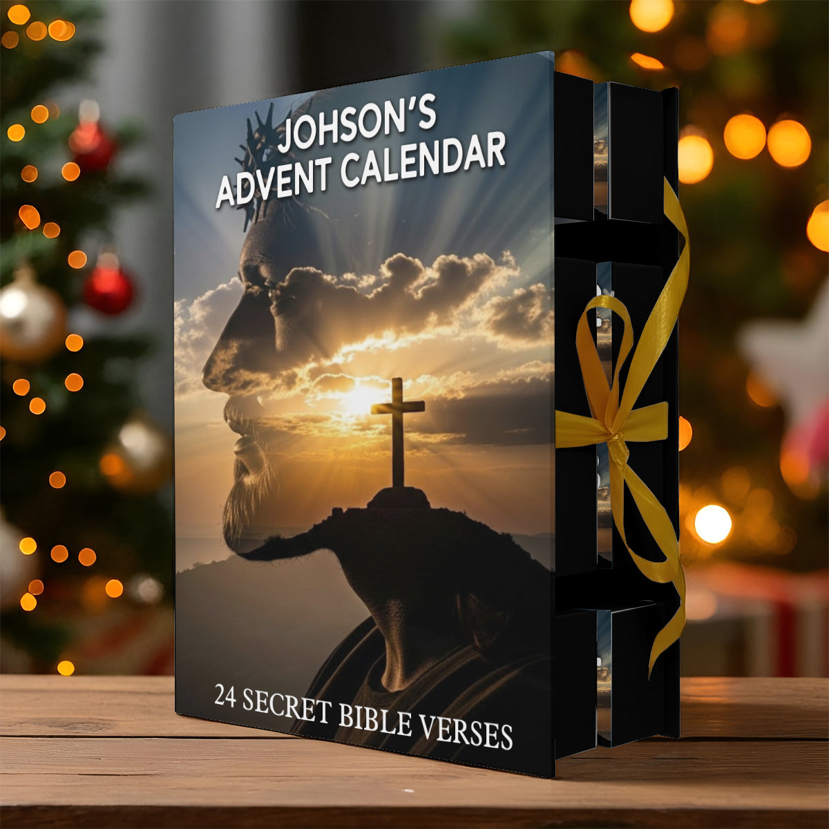 Adventskalender mit Bibelversen – Personalisierter christlicher Faltkalender mit Ornamenten