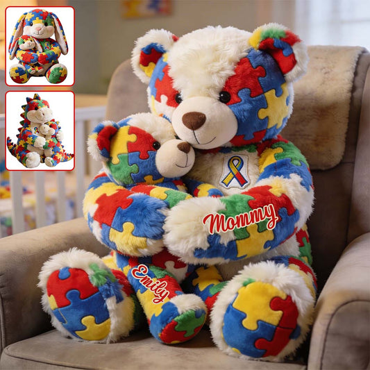 Mutter und Kind – Personalisiertes Premium-Kunstfellkissen zur Sensibilisierung für Autismus