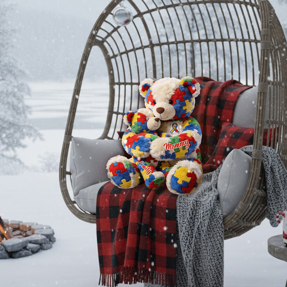 Mom And Kid - Personalized Autism Awareness Premium Faux Fur Pillow