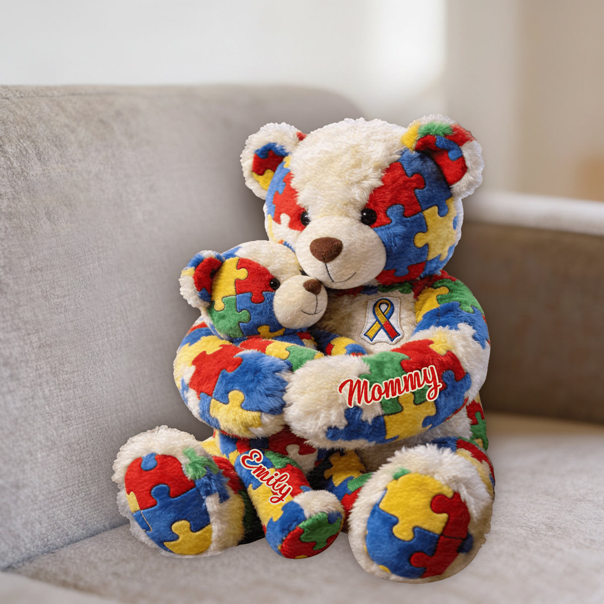 Mom And Kid - Personalized Autism Awareness Premium Faux Fur Pillow