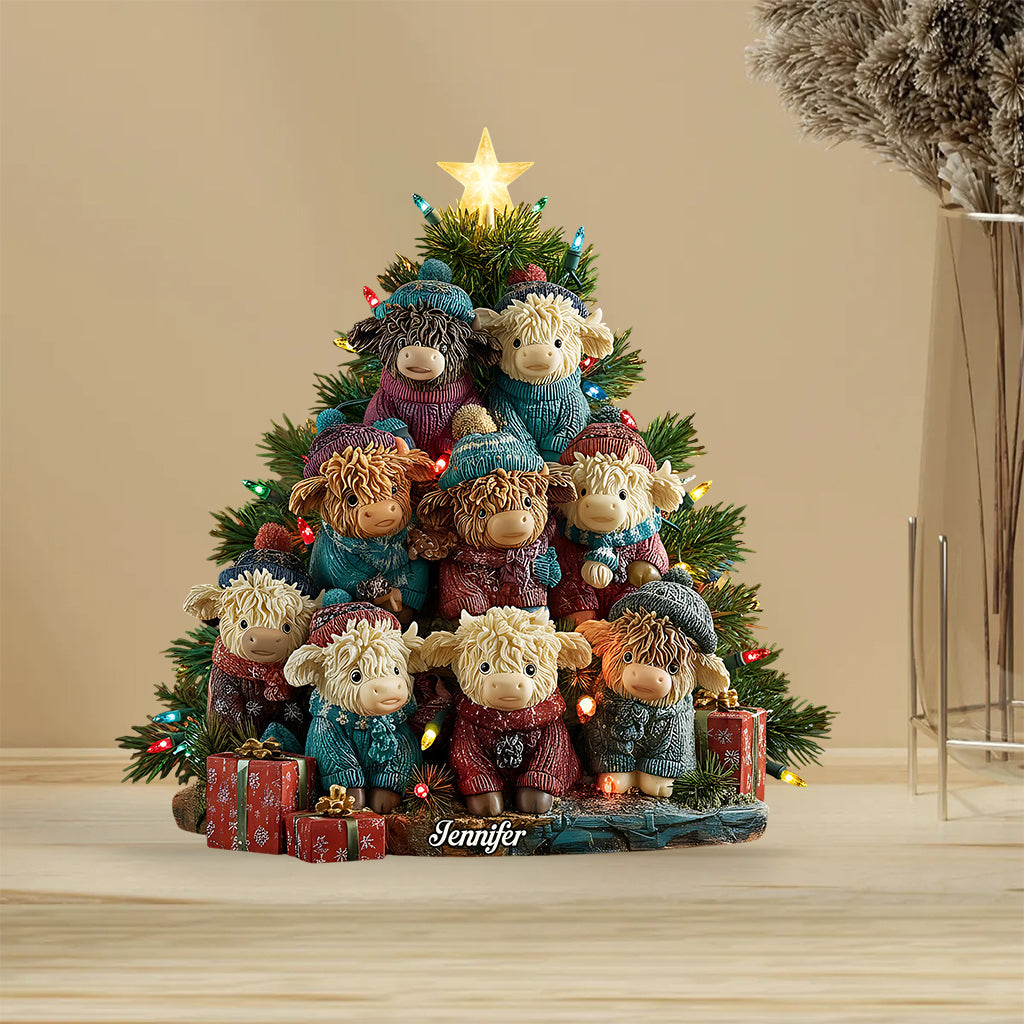 Love Highland Cow - Personalized Highland Cow Custom Shaped Acrylic Plaque