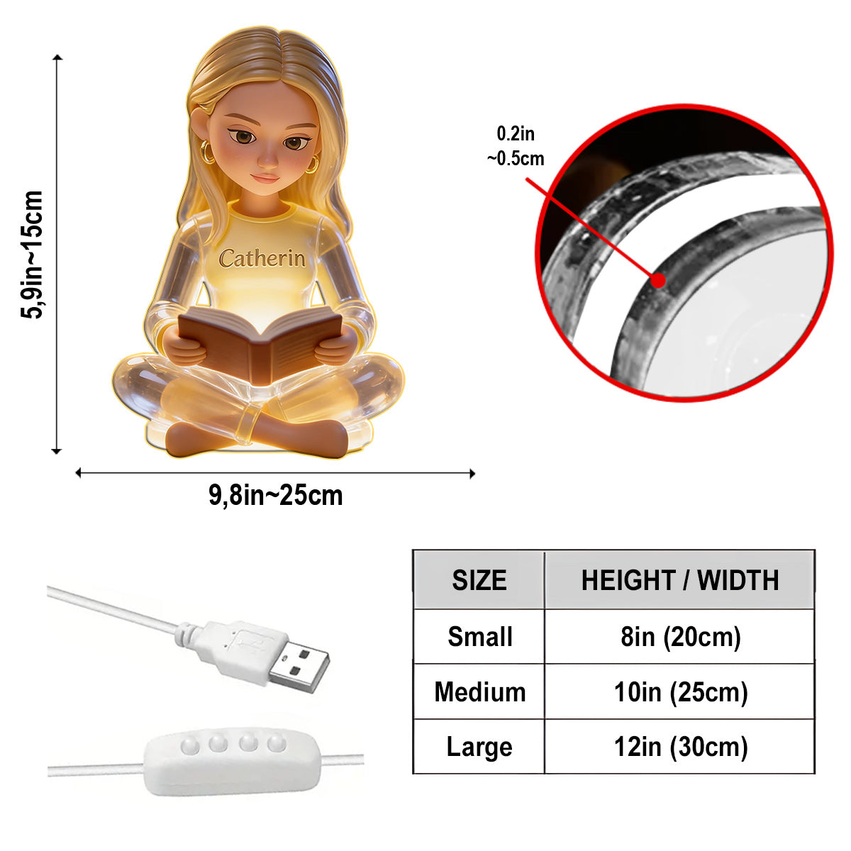 Book Lover - Personalized Book Acrylic LED Night Light