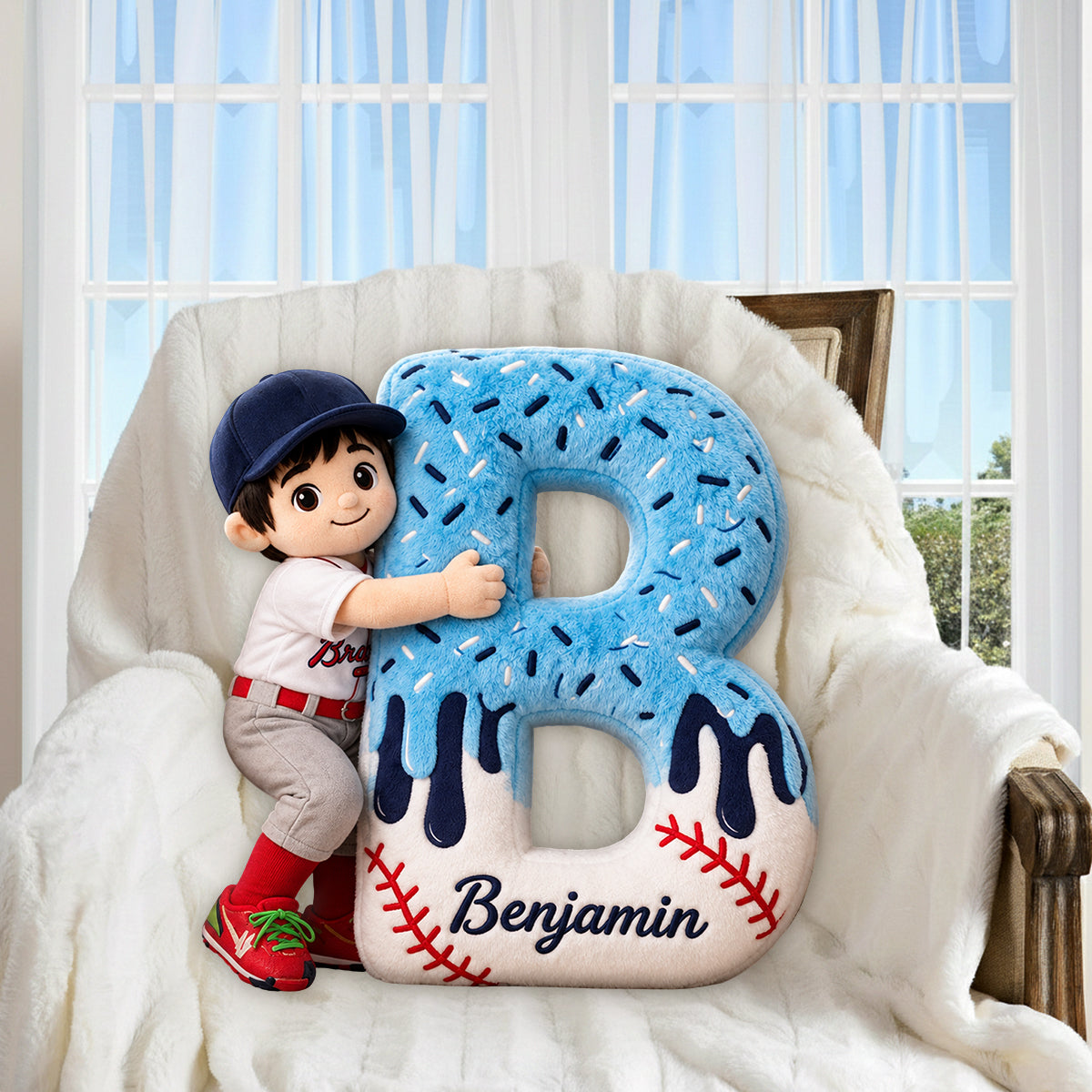 Love Sport - Personalized Baseball Premium Faux Fur Pillow