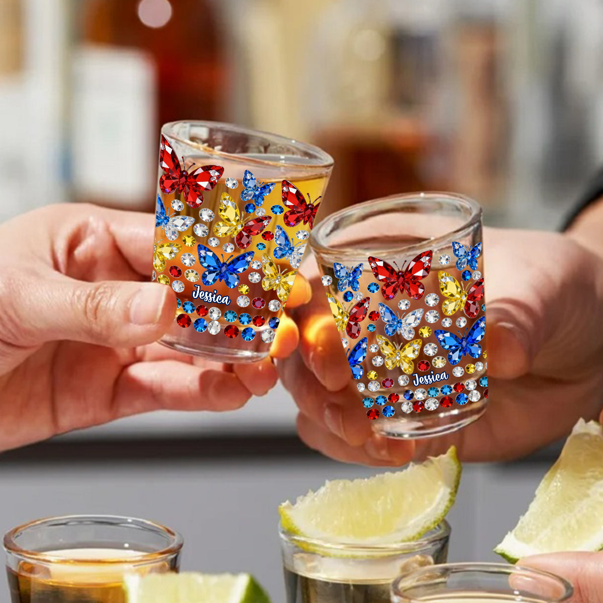 Wunderschöner Schmetterling – personalisiertes Schmetterlings-Schnapsgläser-Set