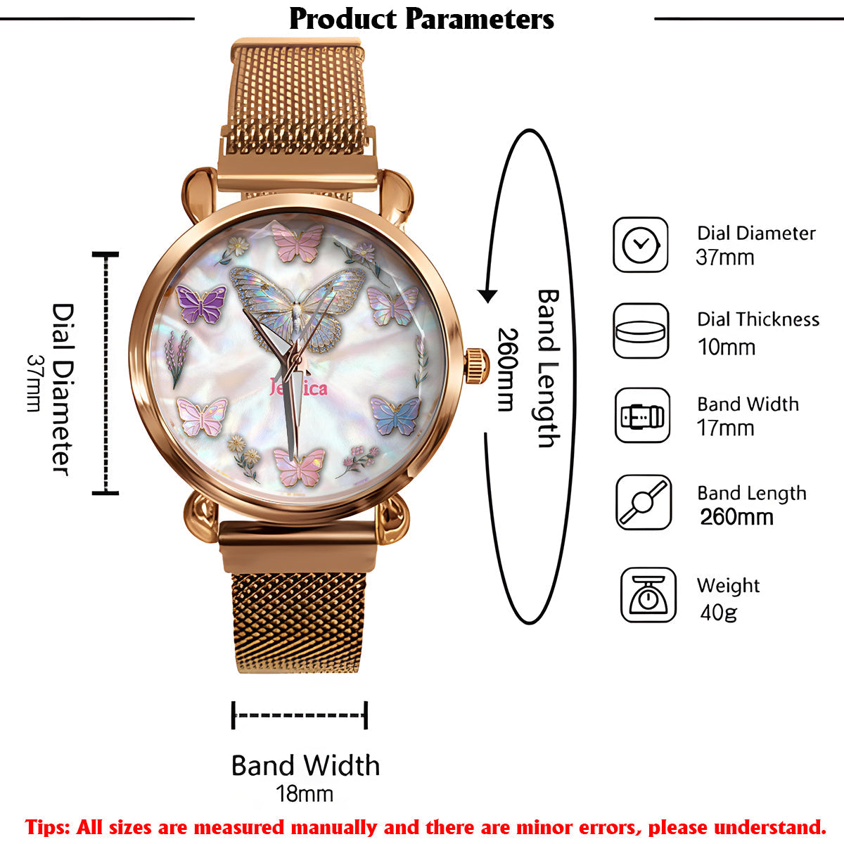 Funkelnde Schmetterlinge – Personalisierte Schmetterlings-Damenuhr