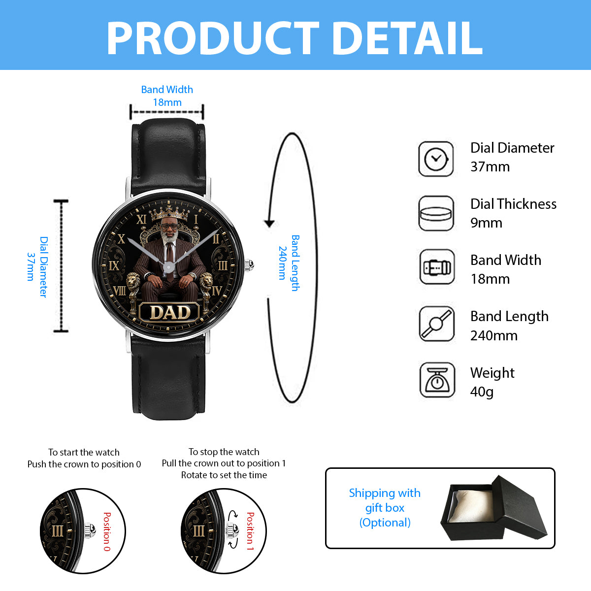 Custom Any Photo Gift For Dad/Grandpa/Uncle... - Personalized Father Hand Watch