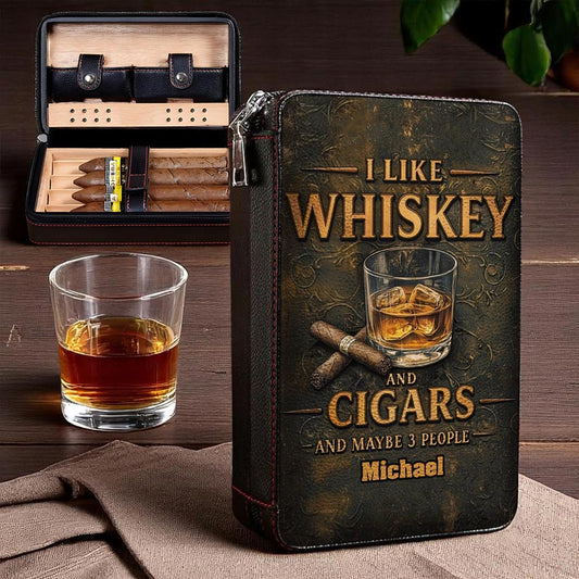 Ich mag Whisky und Zigarren – Personalisierter Whisky-Reisehumidor