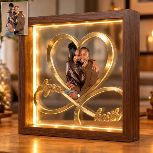 Ich liebe dich unendlich - Personalisierbarer Holzrahmen LED-Licht für Paare