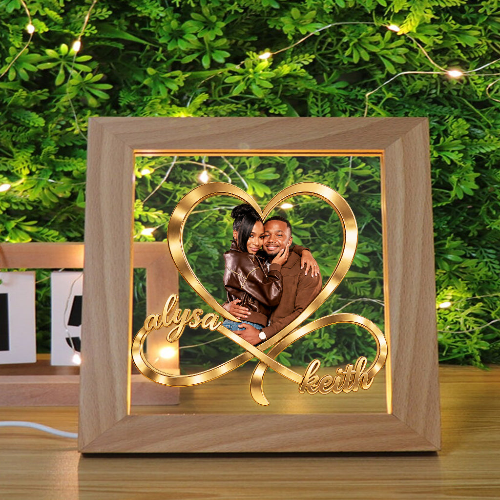 I Love You Infinite - Personalized Couple Wooden Frame LED Light