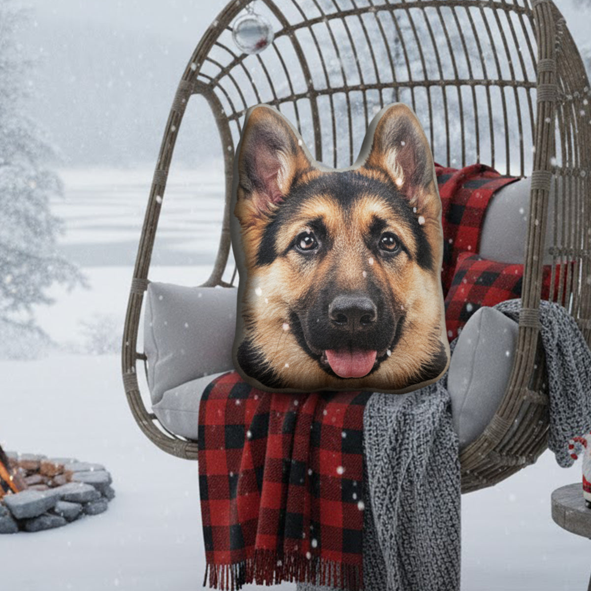 Das Gesicht Ihres Hundes – personalisiertes Kissen aus Kunstfell in Hundeform