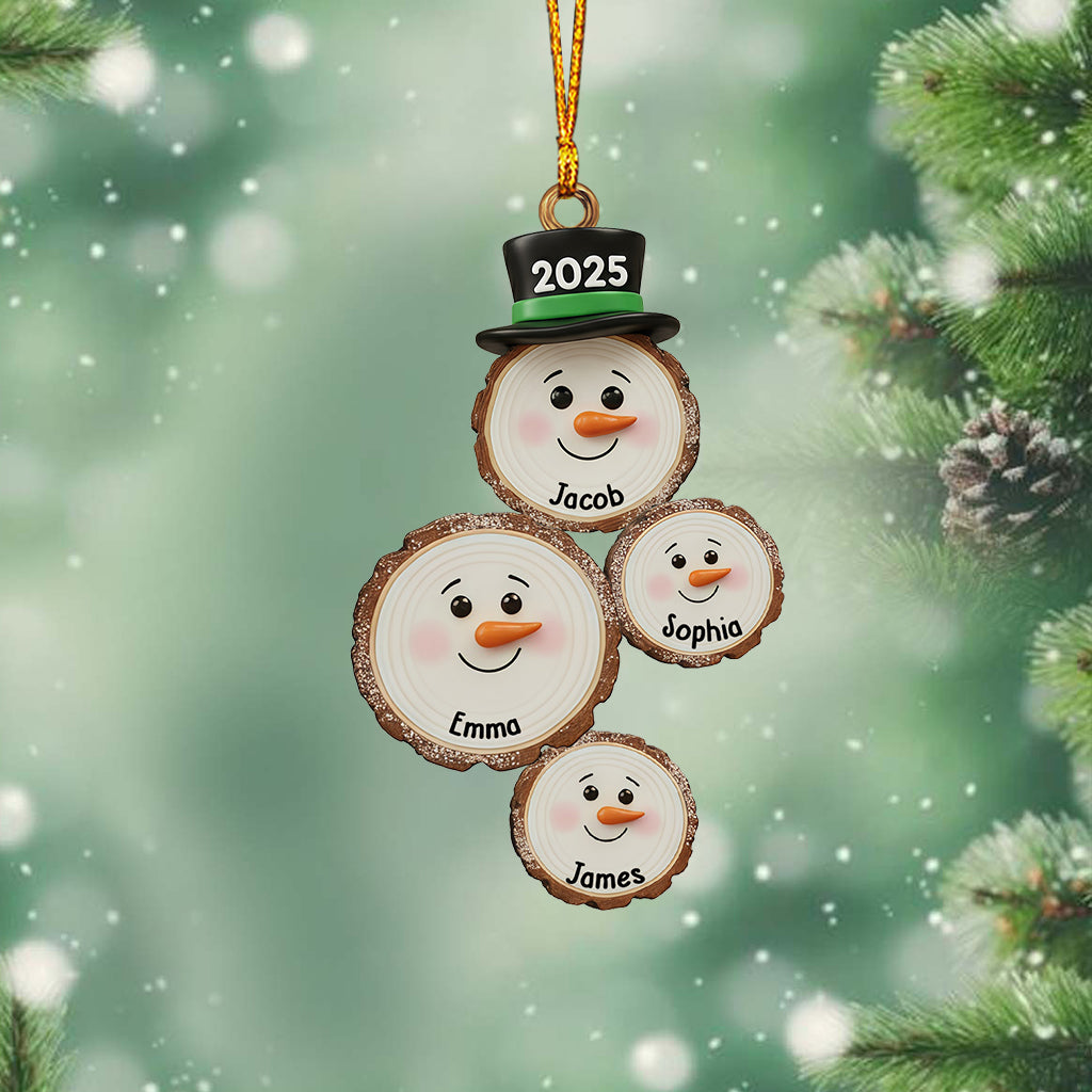 Individuell gestalteter Schneemann-Weihnachtsschmuck – Personalisierter Familienschmuck