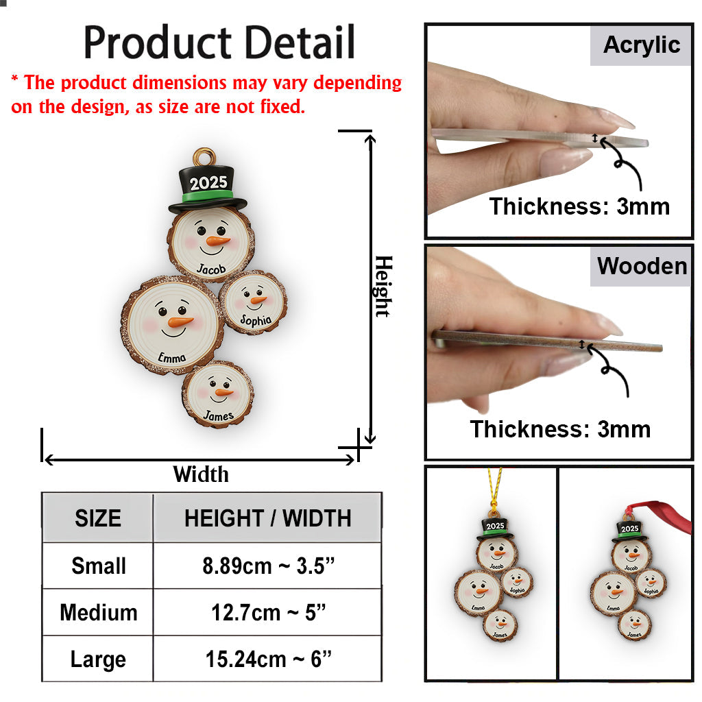 Individuell gestalteter Schneemann-Weihnachtsschmuck – Personalisierter Familienschmuck