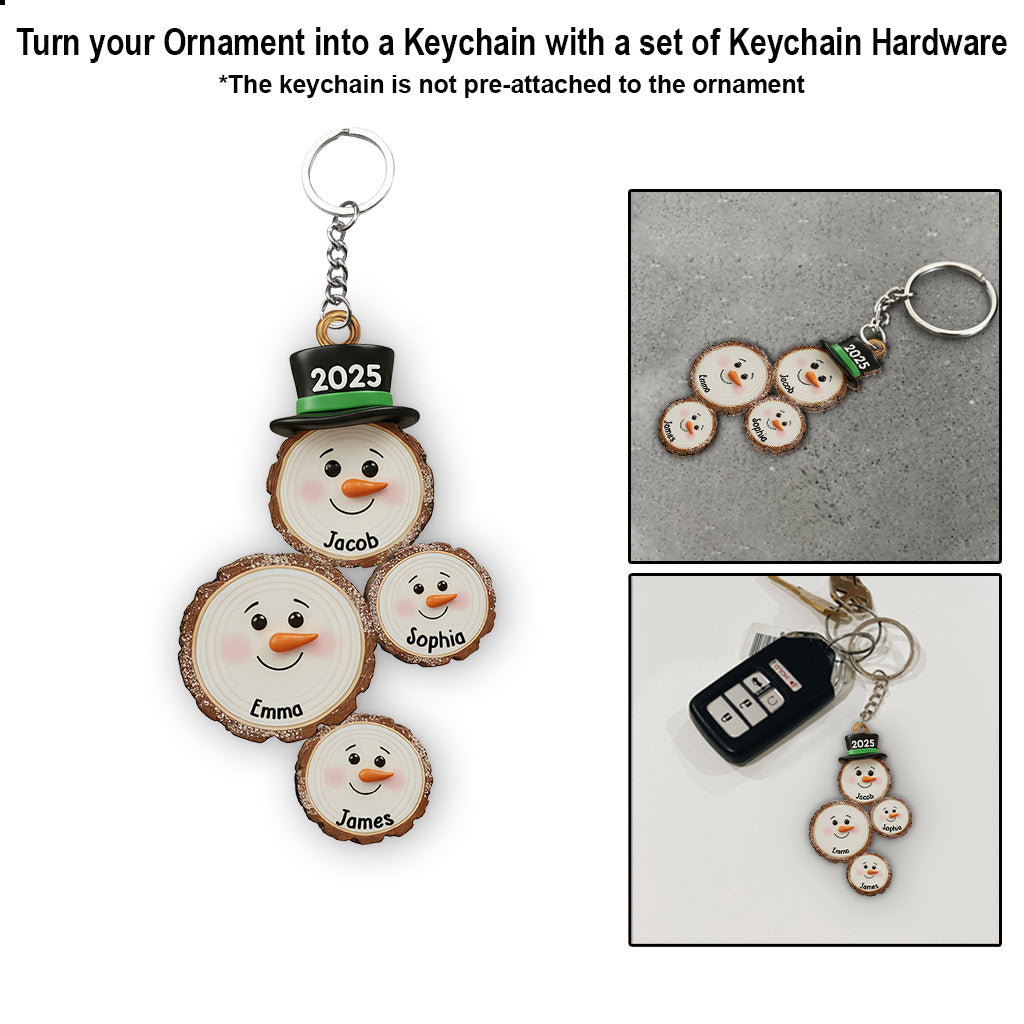 Individuell gestalteter Schneemann-Weihnachtsschmuck – Personalisierter Familienschmuck