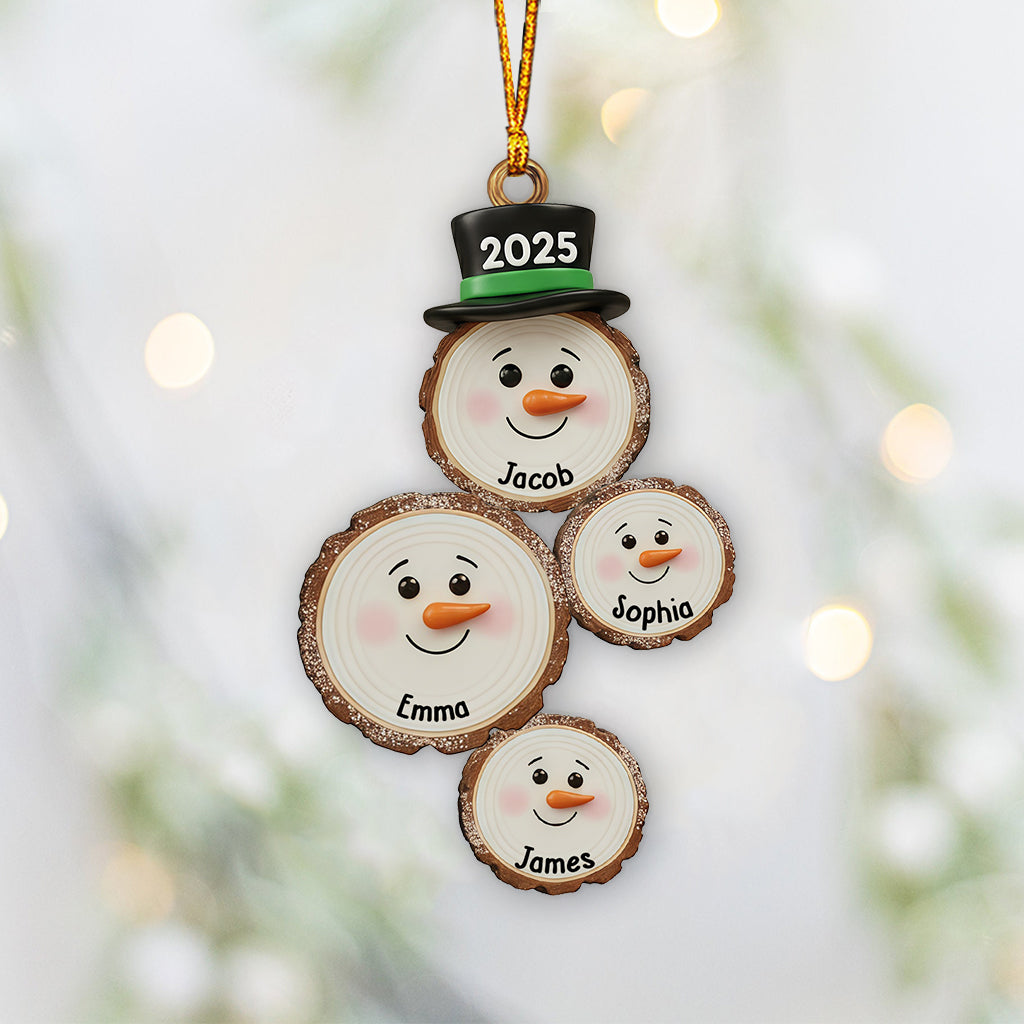 Individuell gestalteter Schneemann-Weihnachtsschmuck – Personalisierter Familienschmuck