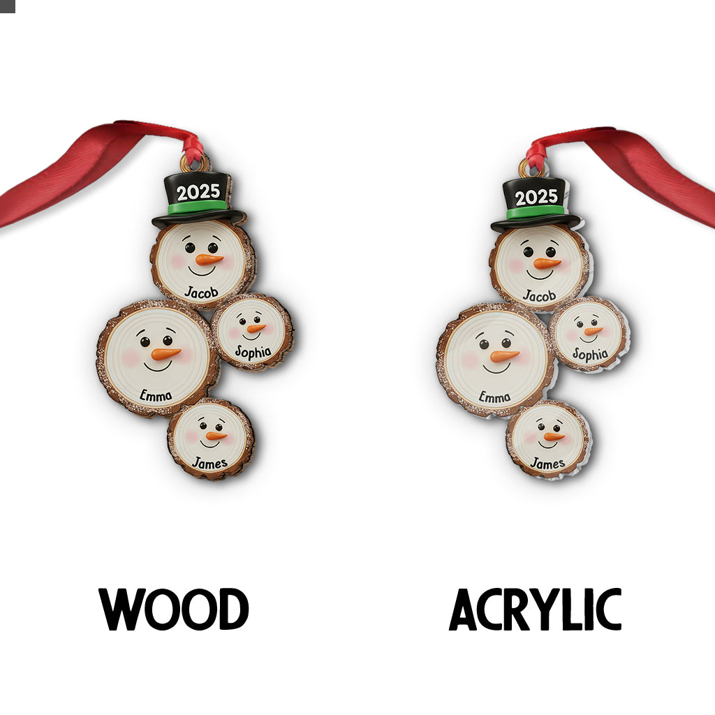 Individuell gestalteter Schneemann-Weihnachtsschmuck – Personalisierter Familienschmuck