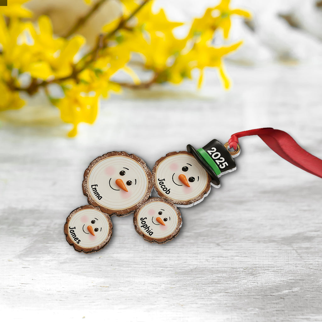 Individuell gestalteter Schneemann-Weihnachtsschmuck – Personalisierter Familienschmuck