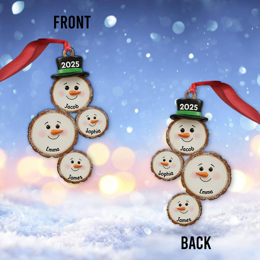 Individuell gestalteter Schneemann-Weihnachtsschmuck – Personalisierter Familienschmuck