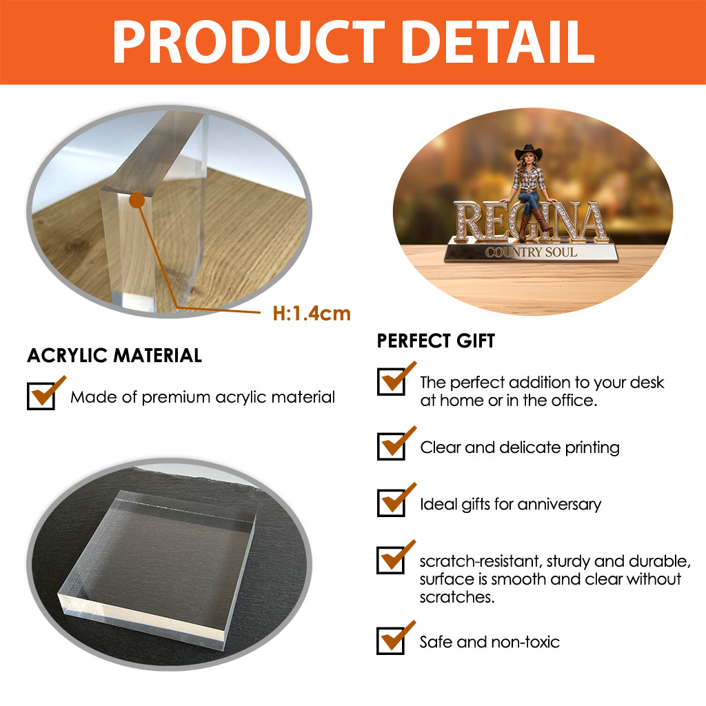 Custom Any Photo - Personalized Cowgirl Custom Shaped Acrylic Plaque