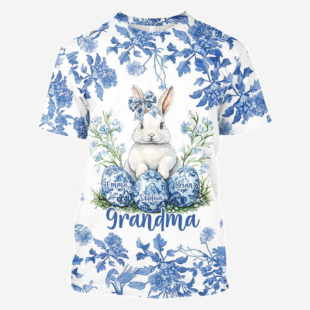 Hoppy Grandma & Her Eggs - Personalized Grandma All Over Shirt