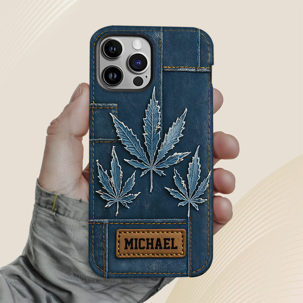 Distressed Denim Marijuanas - Personalized Weed Full Print Phone Case