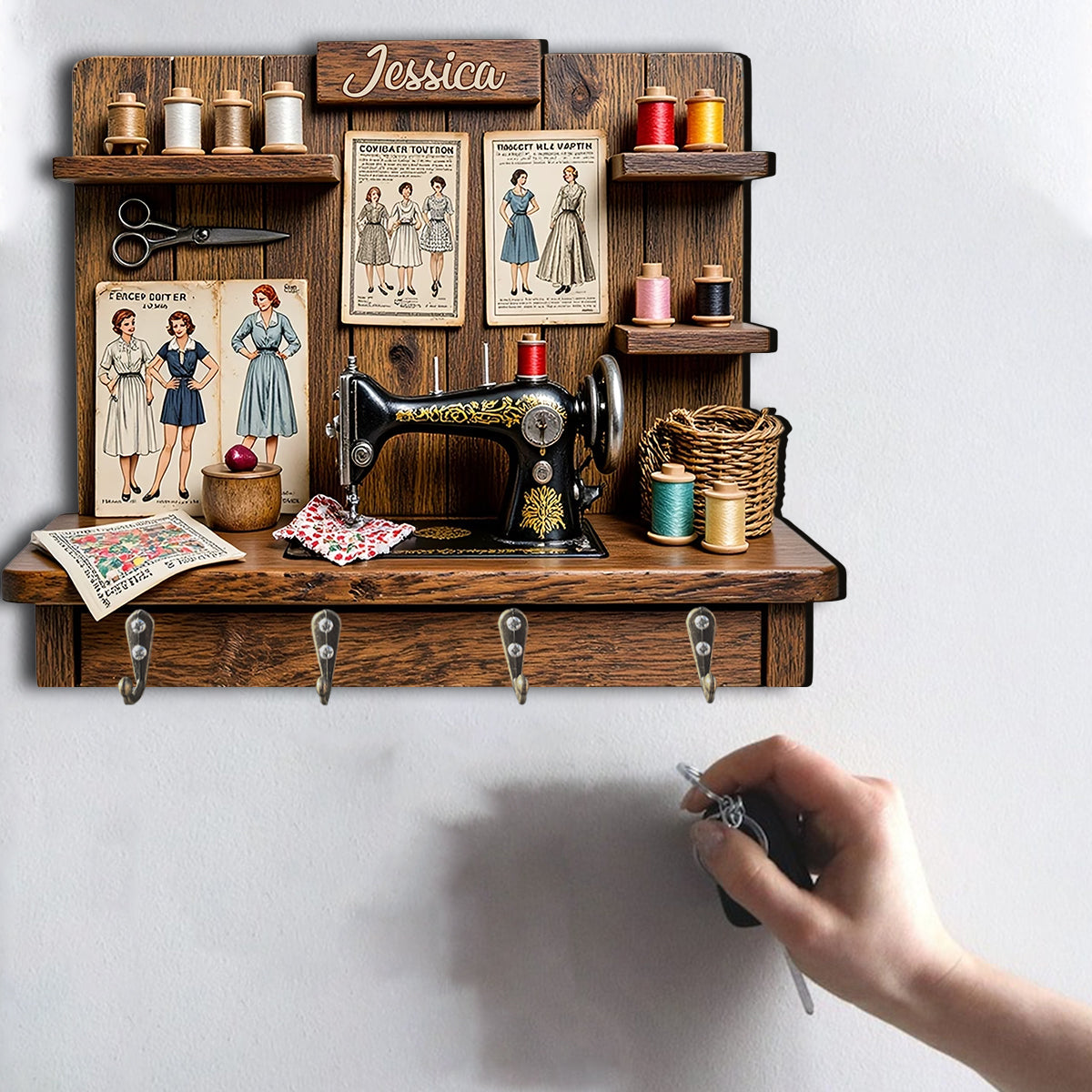 Love Sewing - Personalized Sewing Custom Shaped Hanging Rack