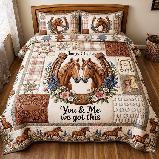 You & Me We Got This - Personalized Horse Quilt Set