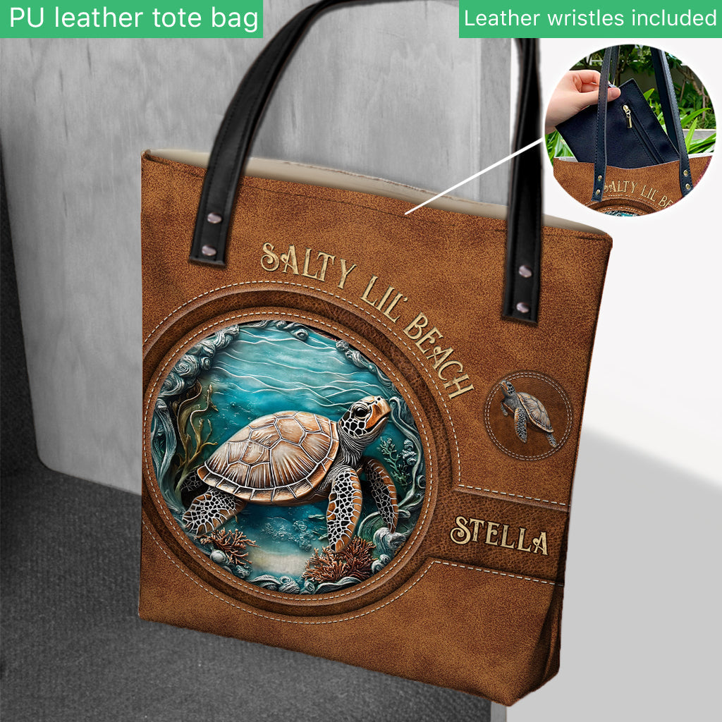 Salty Lil' Beach – Personalisierte Schildkröten-Tragetasche