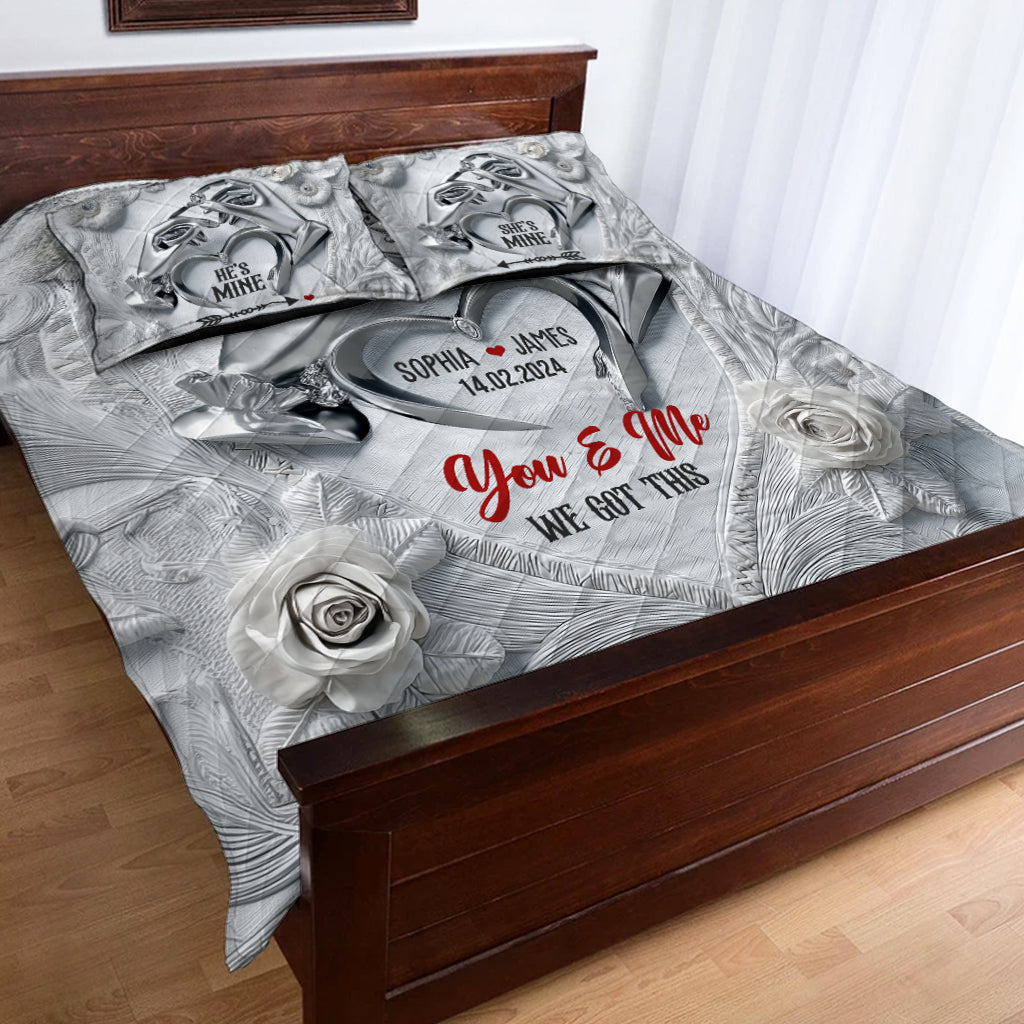 „Du und ich, wir schaffen das“ – personalisiertes Quilt-Set für Paare