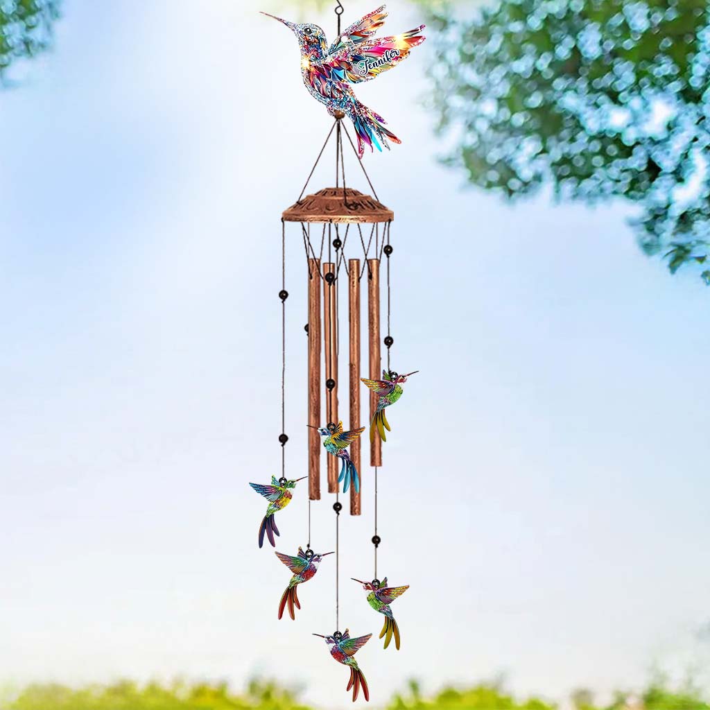 Beautiful Hummingbirds - Personalized Hummingbird Wind Chime With Charms