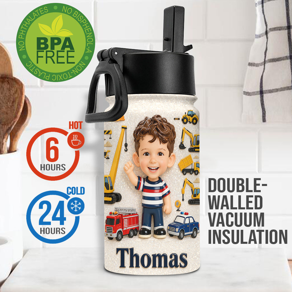 Benutzerdefiniertes Foto - Personalisierte Kinderflasche mit Plüschanhänger
