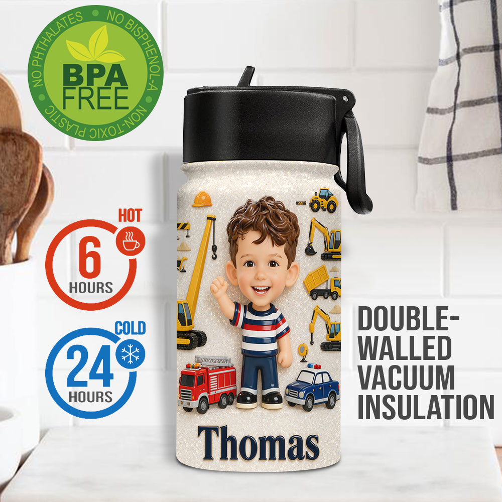 Benutzerdefiniertes Foto - Personalisierte Kinderflasche mit Plüschanhänger
