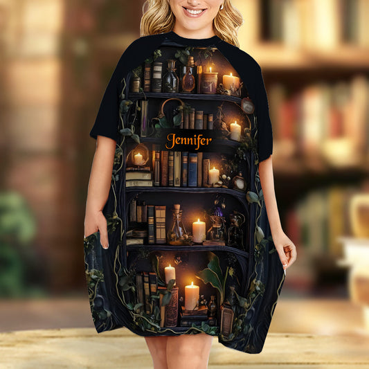 Einfach ein Mädchen, das Bücher liebt – personalisiertes Schlafshirt-Kleid mit Buchmotiv