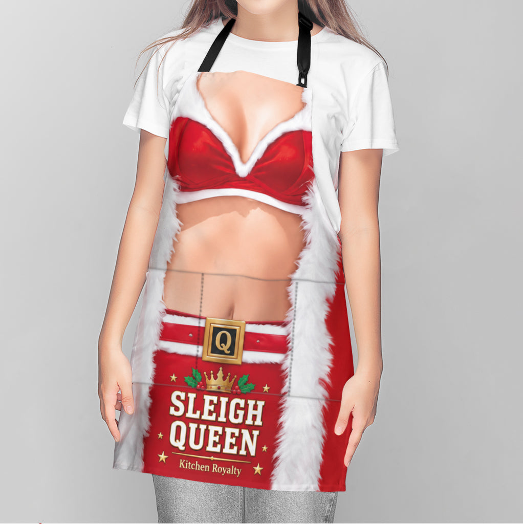 Sleigh King, Sleigh Queen - Personalized Couple Apron With Pockets