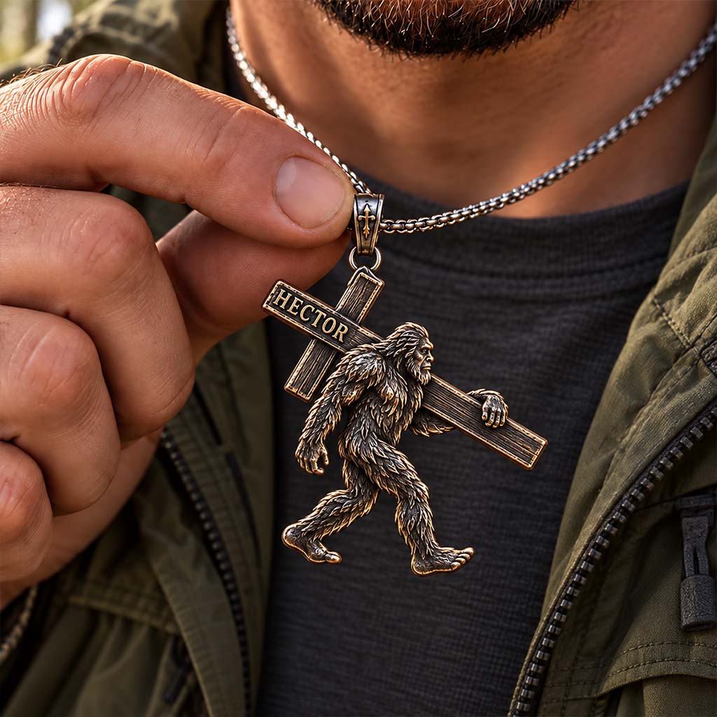 Walk With Faith - Personalized Hiking Shaped Metal Pendant Necklace