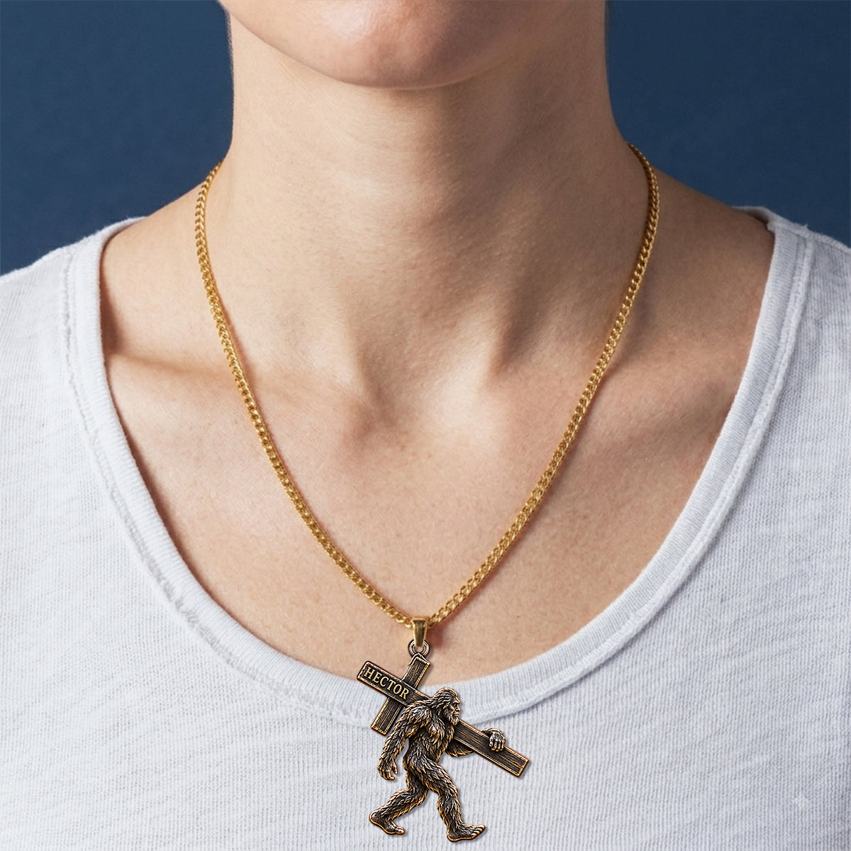 Walk With Faith - Personalized Hiking Shaped Metal Pendant Necklace