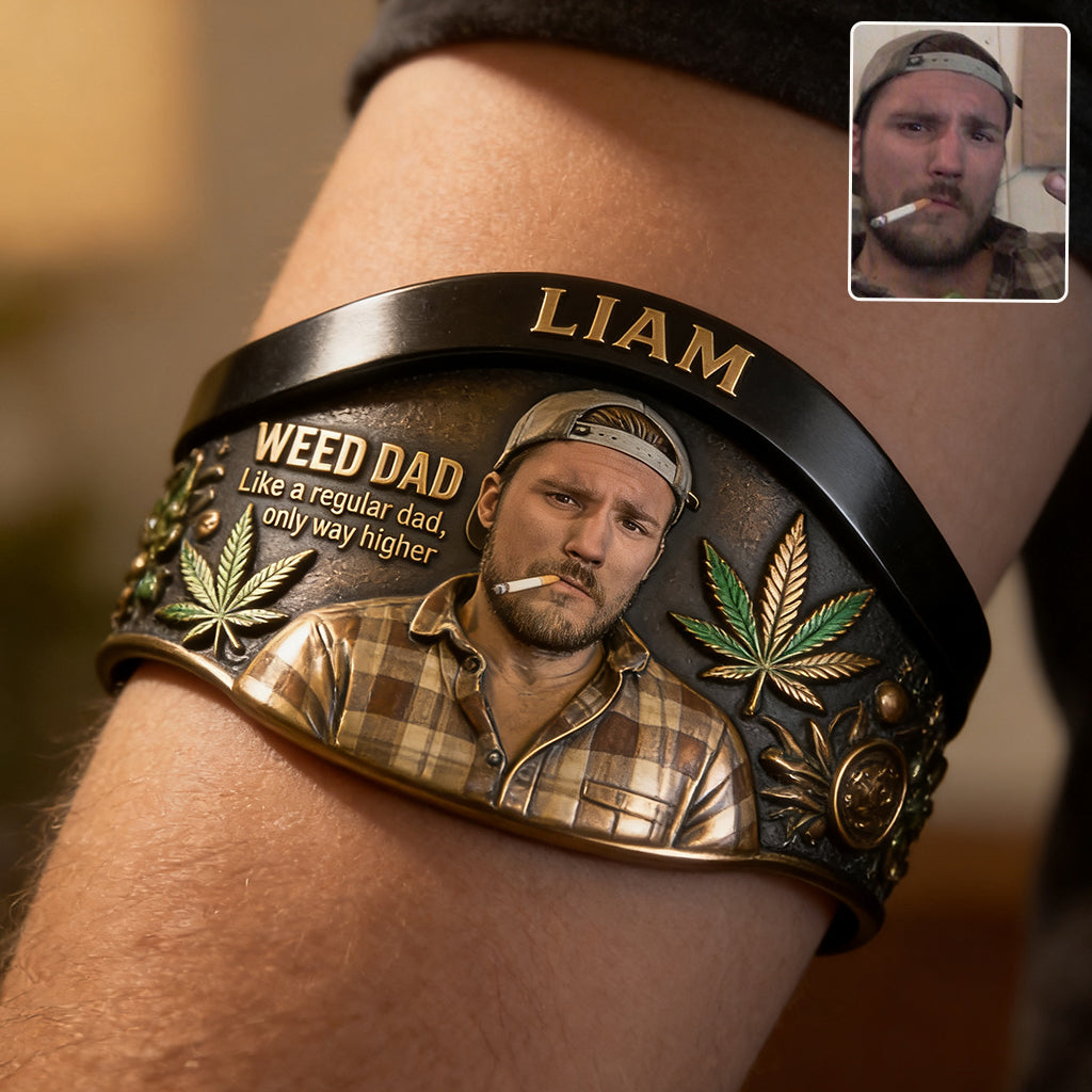 Der coolste Papa der Welt - Personalisierbares Armband in Weed-Form