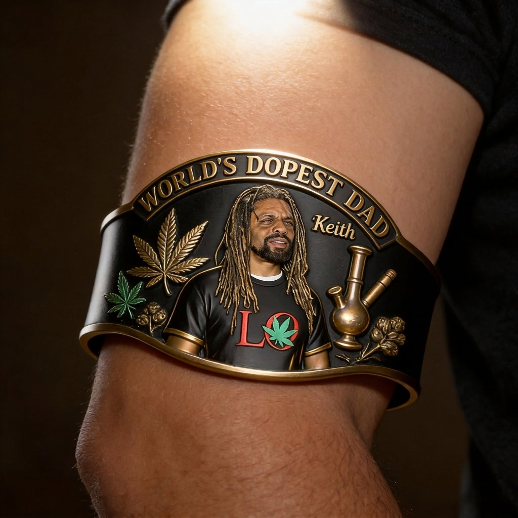 Der coolste Papa der Welt - Personalisierbares Armband in Weed-Form