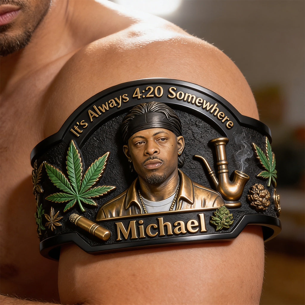 Der coolste Papa der Welt - Personalisierbares Armband in Weed-Form