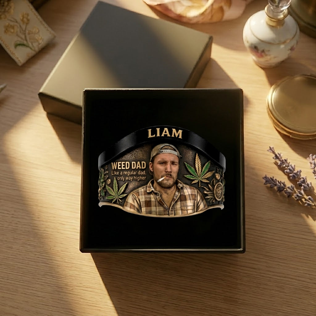 Der coolste Papa der Welt - Personalisierbares Armband in Weed-Form