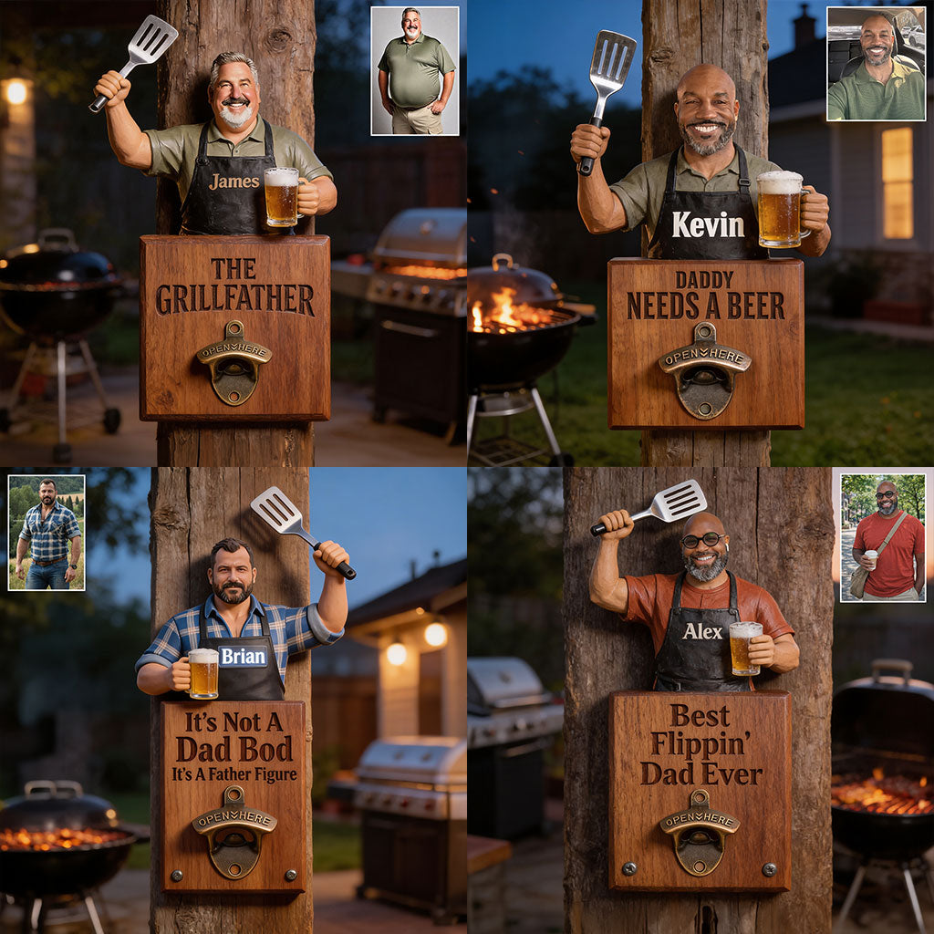 Grill & Brew - Personalisierter Flaschenöffner für Väter