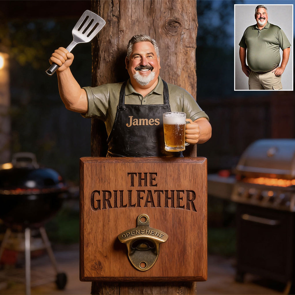 Grill & Brew - Personalisierter Flaschenöffner für Väter