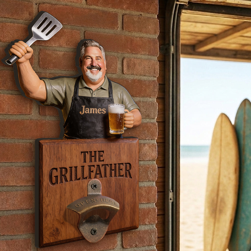 Grill & Brew - Personalisierter Flaschenöffner für Väter
