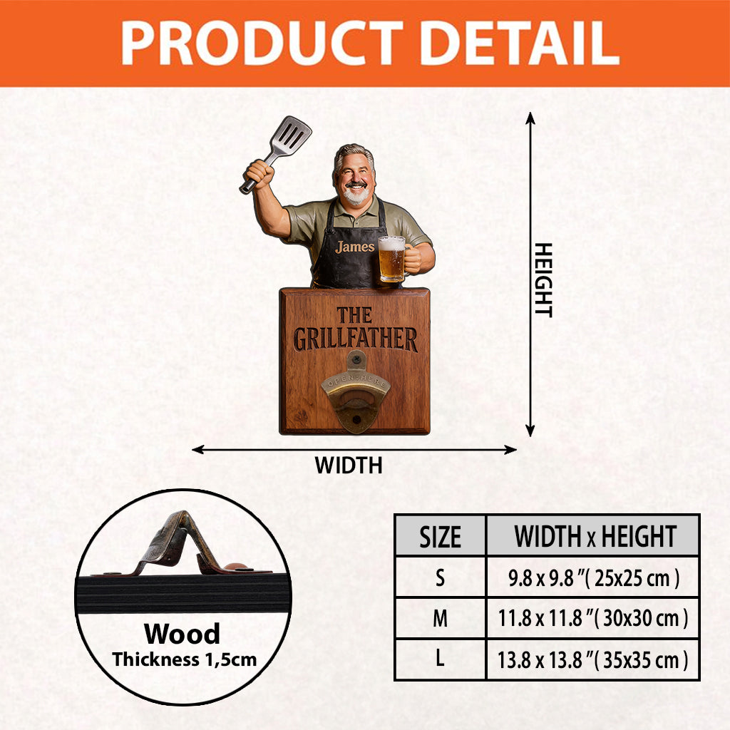 Grill & Brew - Personalisierter Flaschenöffner für Väter